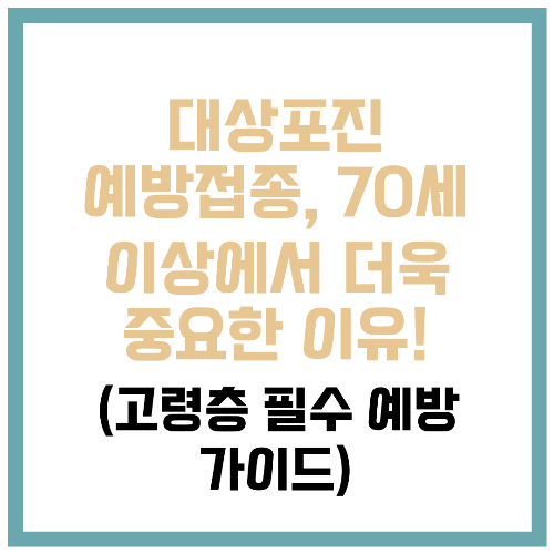 대상포진 예방접종, 70세 이상에서 더욱 중요한 이유! (고령층 필수 예방 가이드)