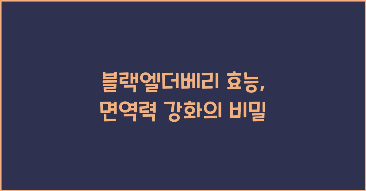 블랙엘더베리 효능
