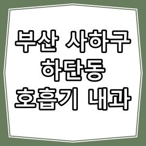 부산시 사하구 하단동 호흡기 내과 진료 동네 병원