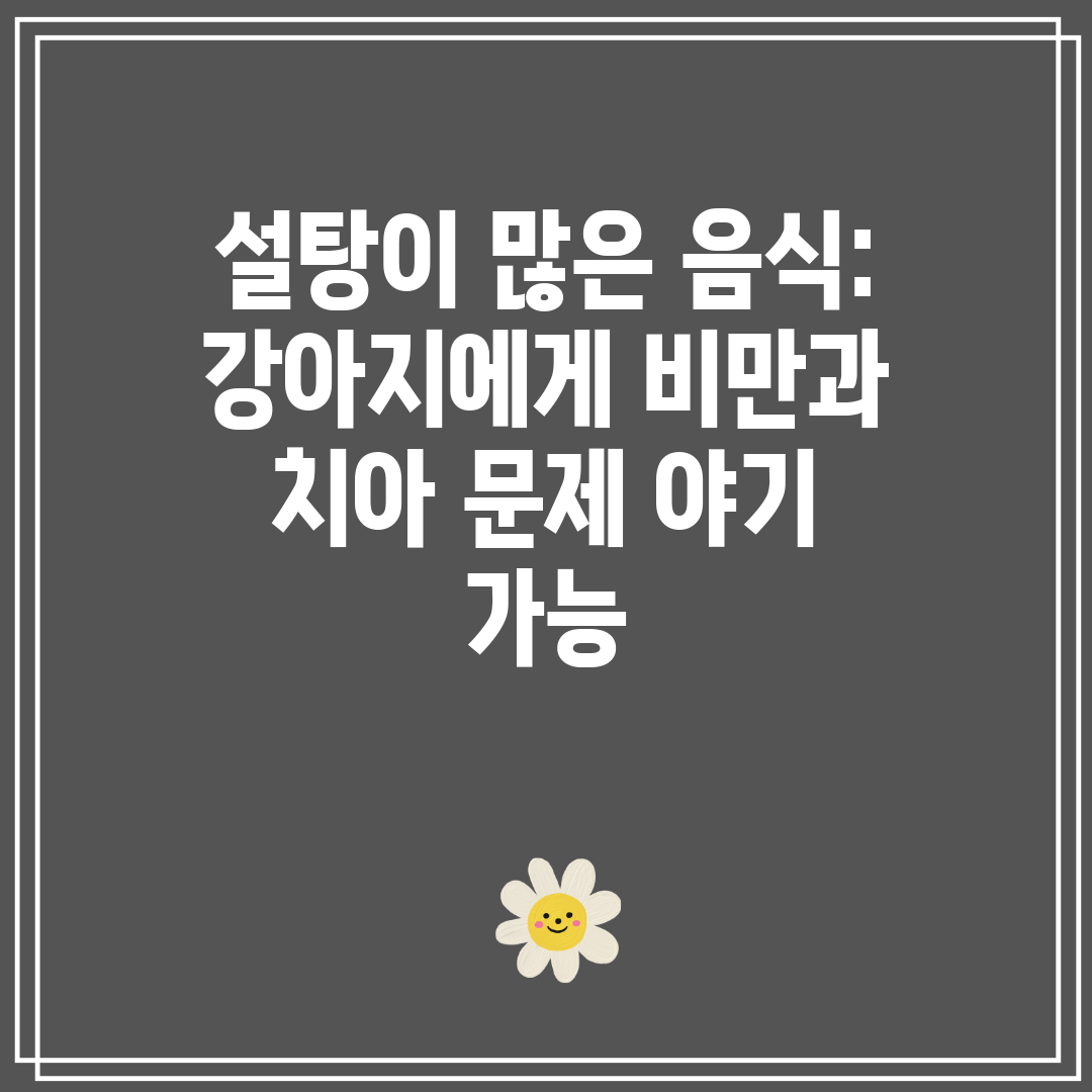설탕이 많은 음식 강아지에게 비만과 치아 문제 야기 가
