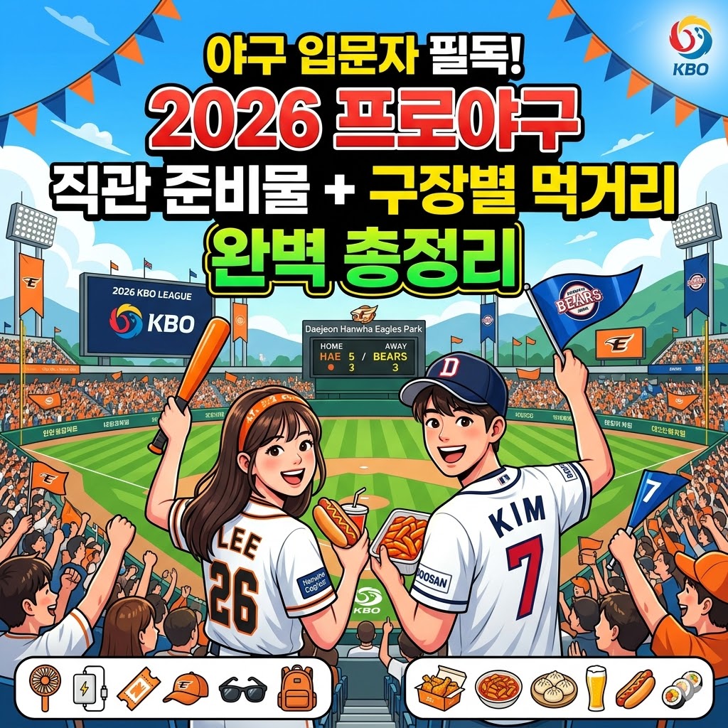 야구 입문자를 위한 2026 프로야구 직관 준비물 및 구장별 먹거리 총정리
