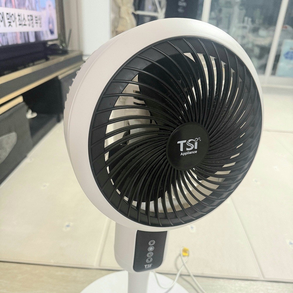 사용 전 선풍기 상태를 확인하는 모습