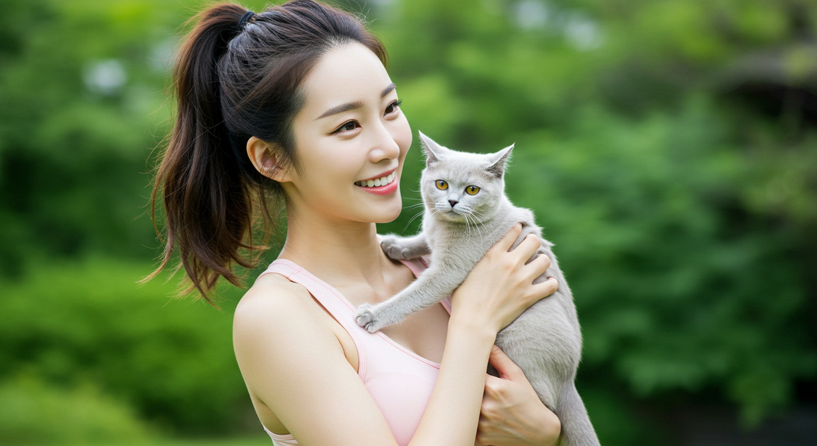고양이 다이어트 주인과 함께 하는 고양이 이미지