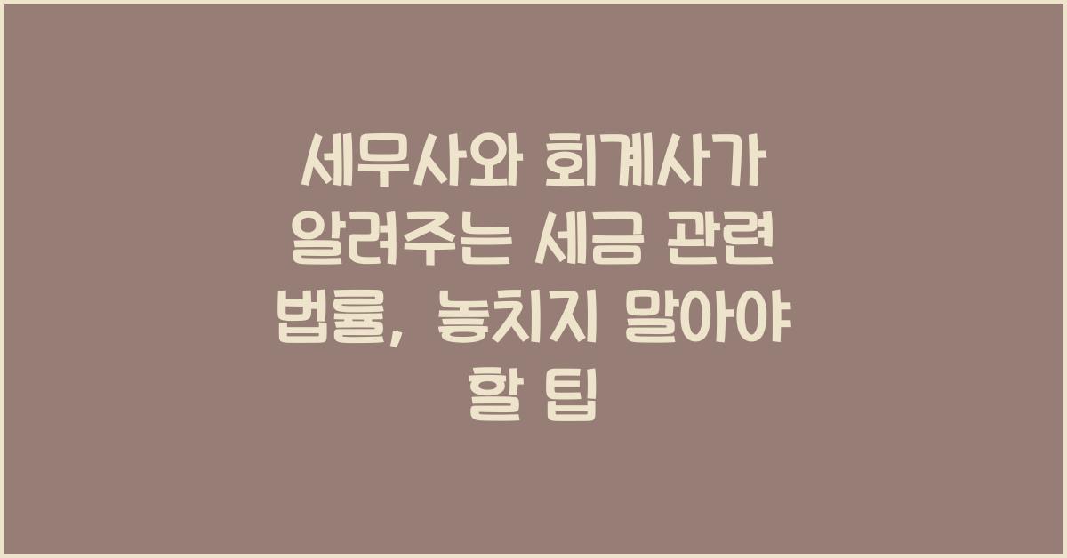 세무사와 회계사가 알려주는 세금 관련 법률