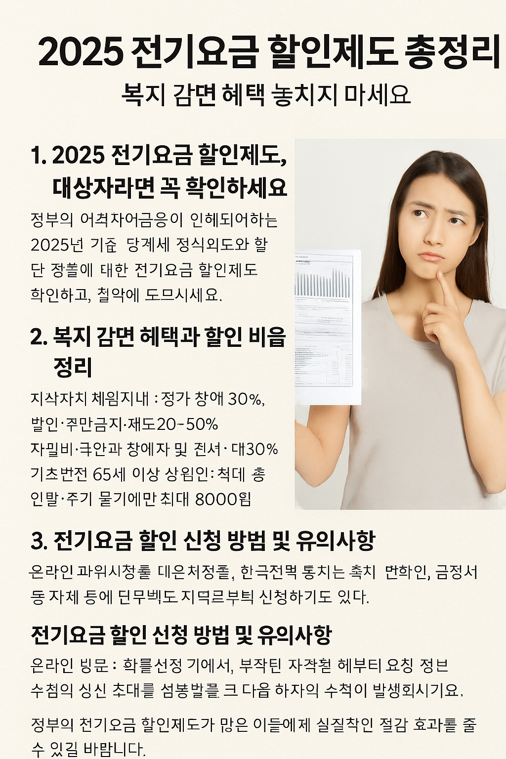 2025 전기요금 할인제도 총정리|복지 감면 혜택 놓치지 마세요