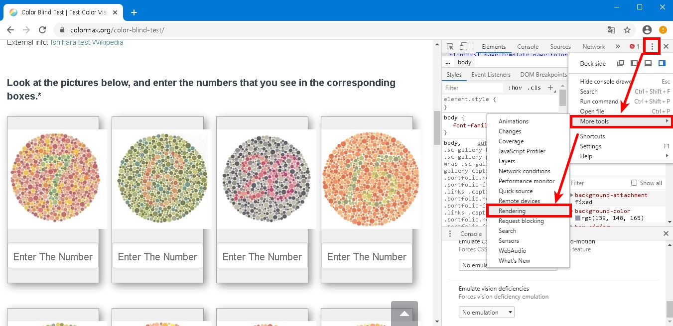 크롬브라우저의 새로운기능 색약, 색맹 에뮬레이터