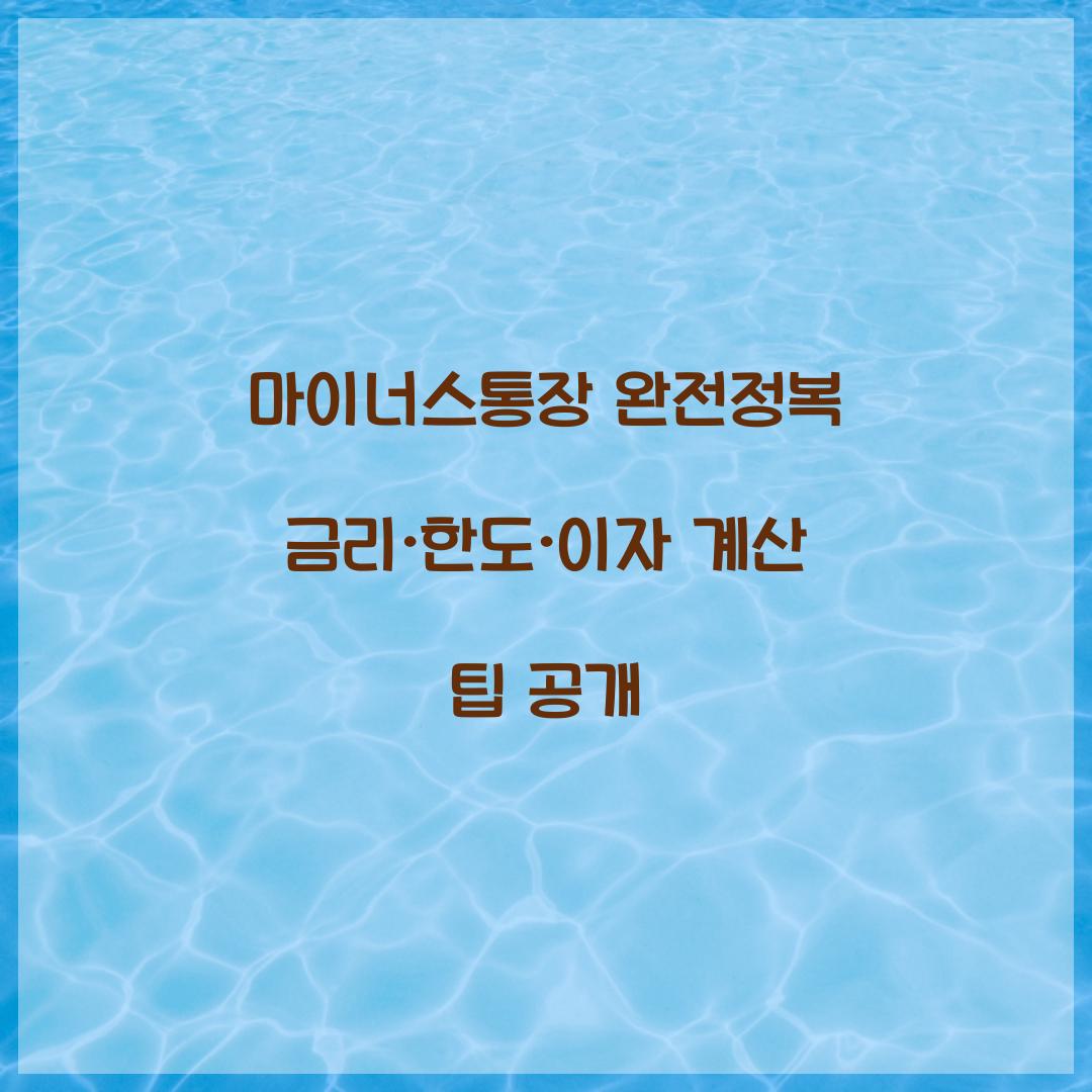 마이너스통장 완전정복