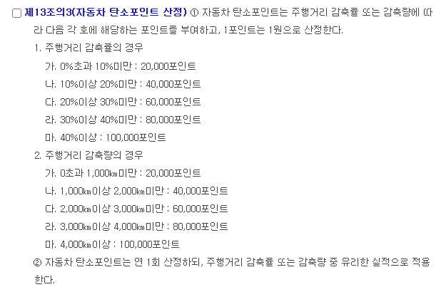 자동차 탄소포인트 산정 방법