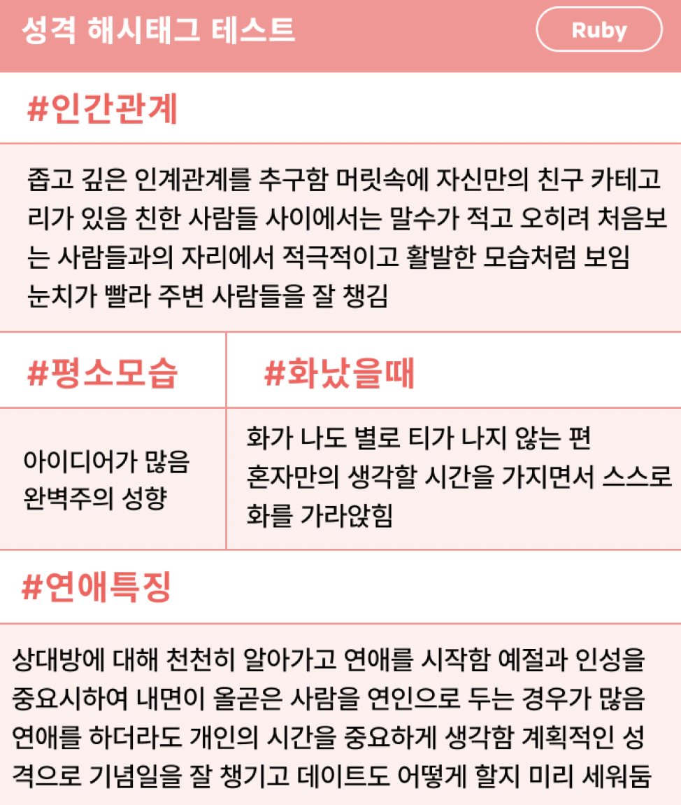 성격 해시태그 테스트 MBTI