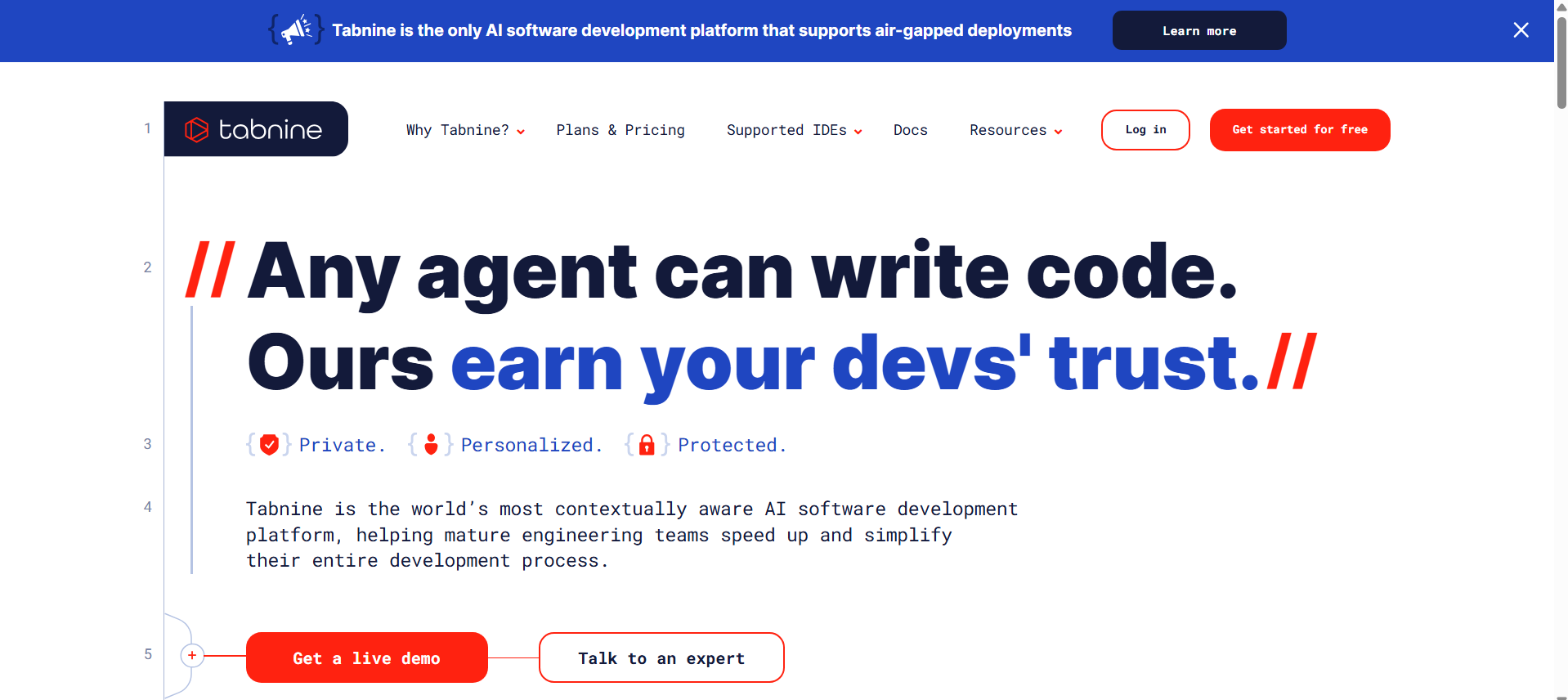 Tabnine - 보안이 중요한 회사용