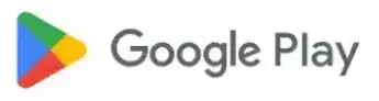흰바탕 좌측 파란,녹색, 노랑, 빨강 구글마크 옆 검은색 Google Play