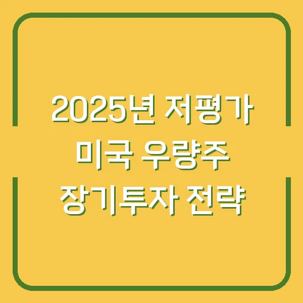2025년 저평가 미국 우량주 장기투자 전략