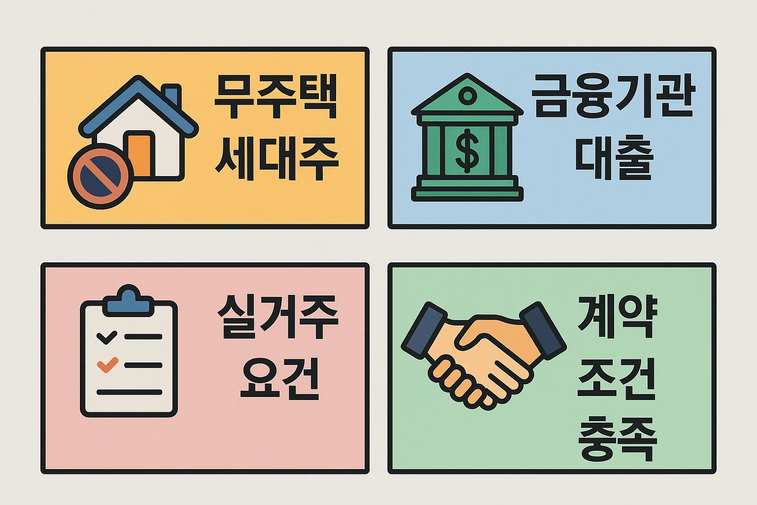 전세자금대출 이자 공제를 받기 위해 반드시 충족해야 하는 무주택 세대주 요건과 실거주 조건, 금융기관 대출 요건을 한눈에 확인할 수 있도록 정리한 이미지입니다