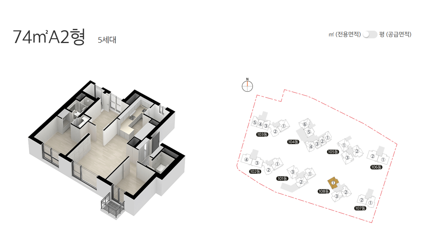 이편한세상 강동 프레스티지원 74A 평면도