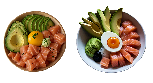 연어와 아보카도를 함께 이용한 요리