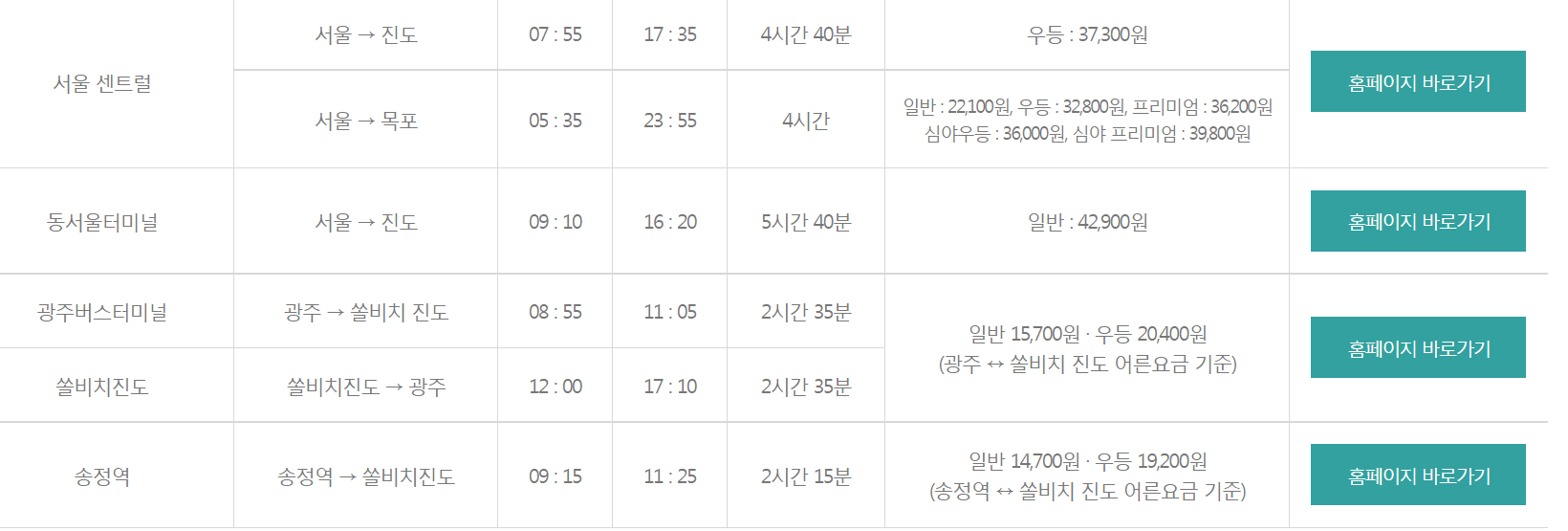 진도쏠비치버스시간표