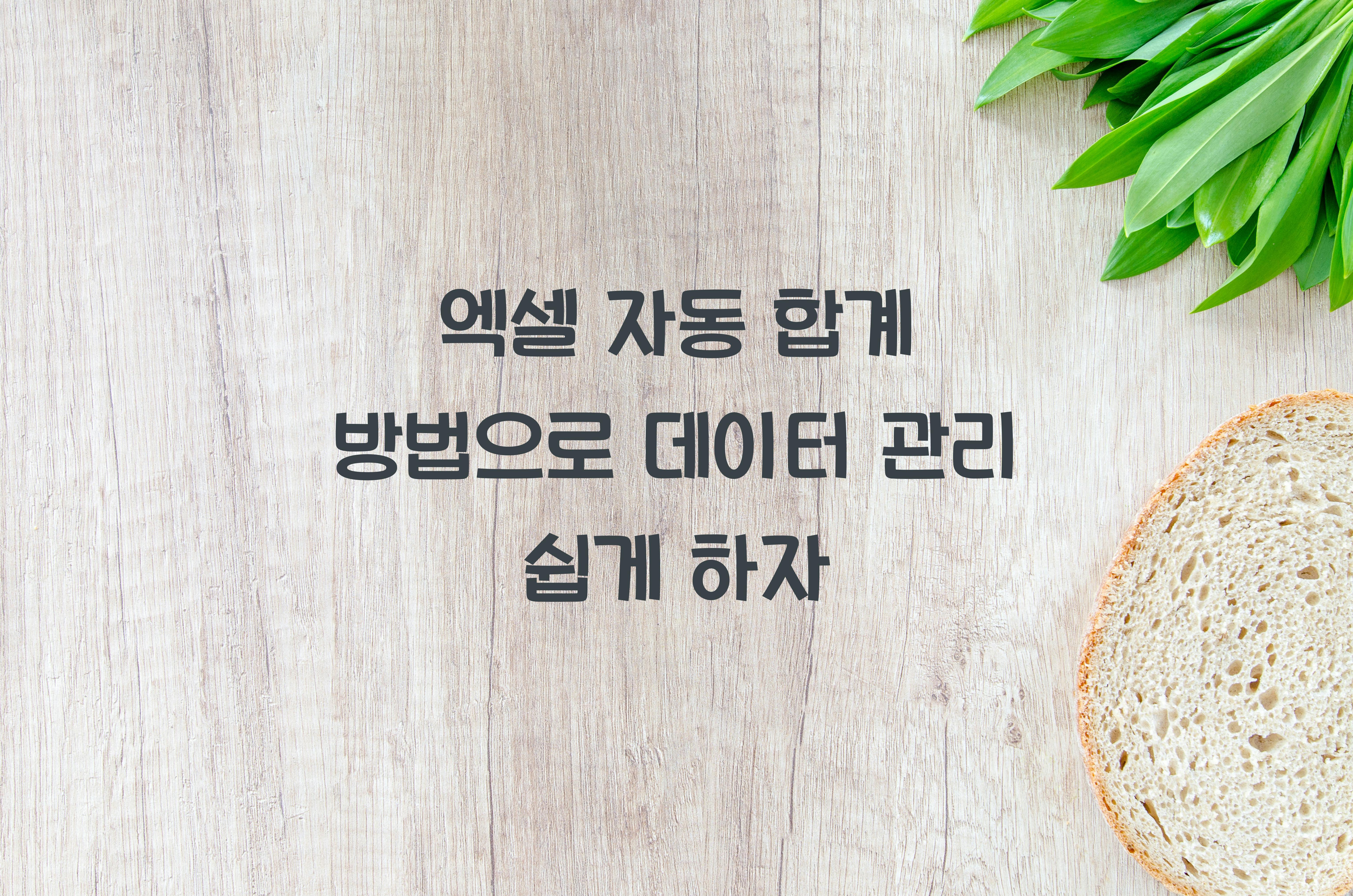 엑셀 자동 합계 방법