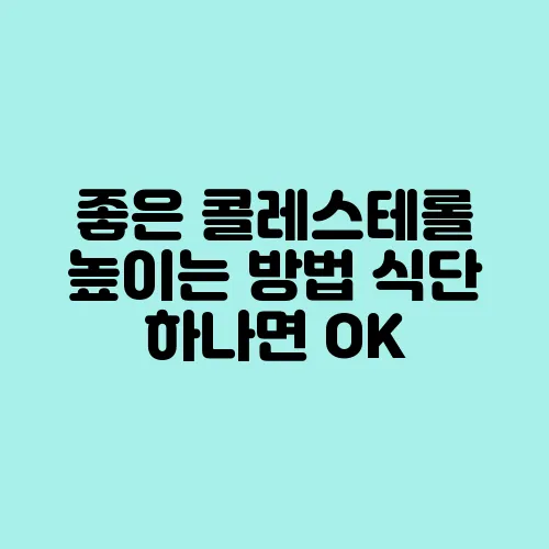좋은 콜레스테롤 높이는 방법 식단 하나면 OK