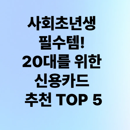 사회초년생 필수템! 20대를 위한 신용카드 추천 TOP 5