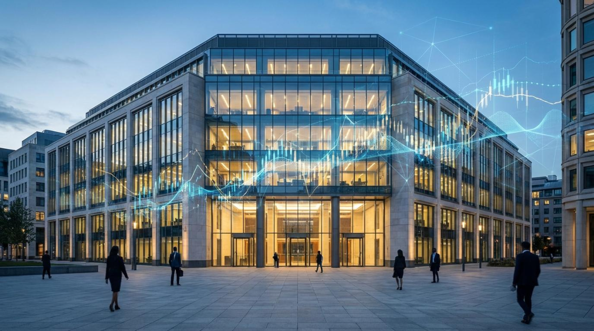 한국은행 건물과 기준금리 동결 기조를 상징하는 그래픽