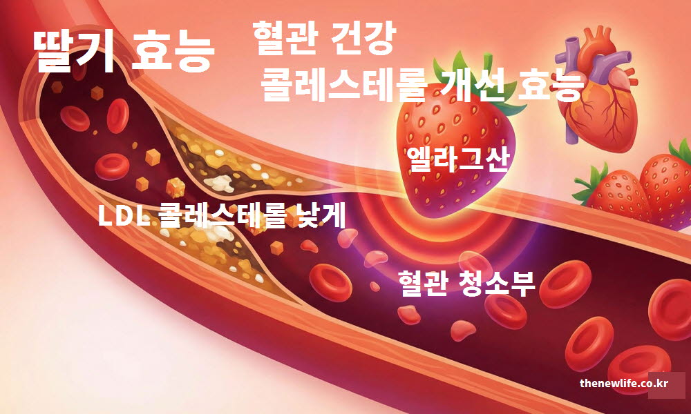 딸기 효능이 혈관 건강을 개선하고 콜레스테롤 수치를 낮추는 이미지