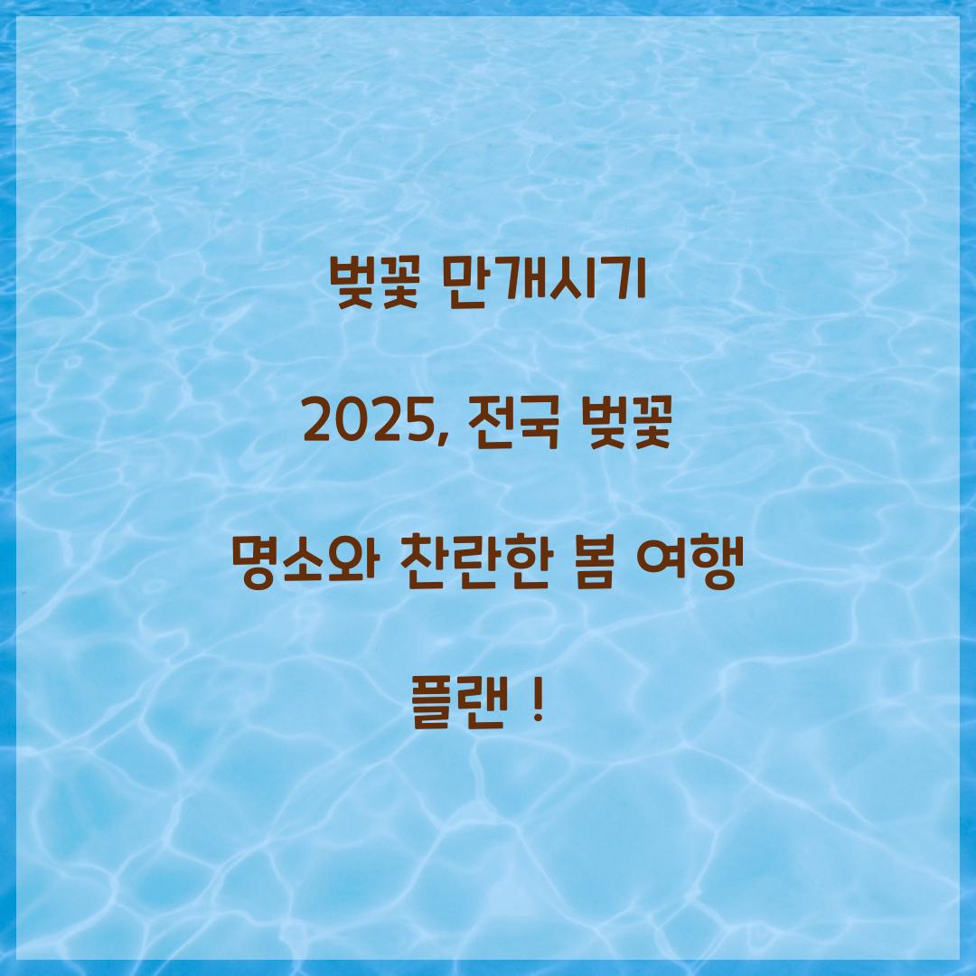 벚꽃 만개시기 2025