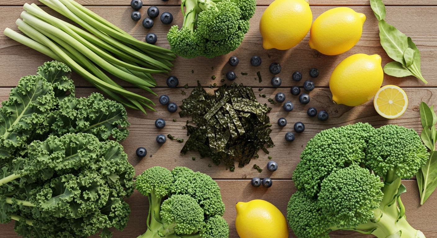 간 해독을 돕는 강력한 항산화 식품 : 마늘&amp;#44; 레몬&amp;#44; 오렌지&amp;#44; 블루베리&amp;#44; 녹차&amp;#44; 생강