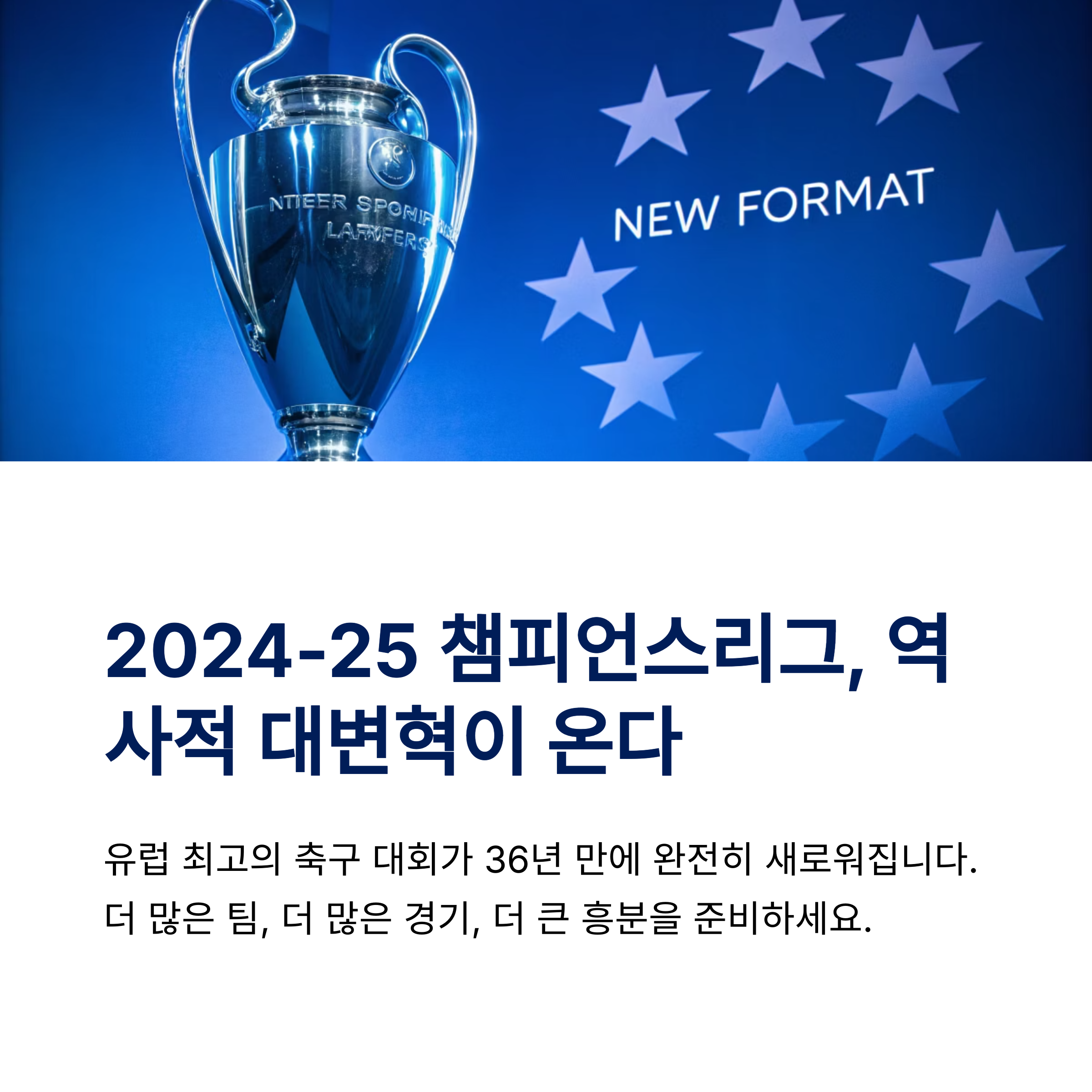 챔피언스리그 2024-25 시즌 개편 형식,일정,참가팀 완벽 정리