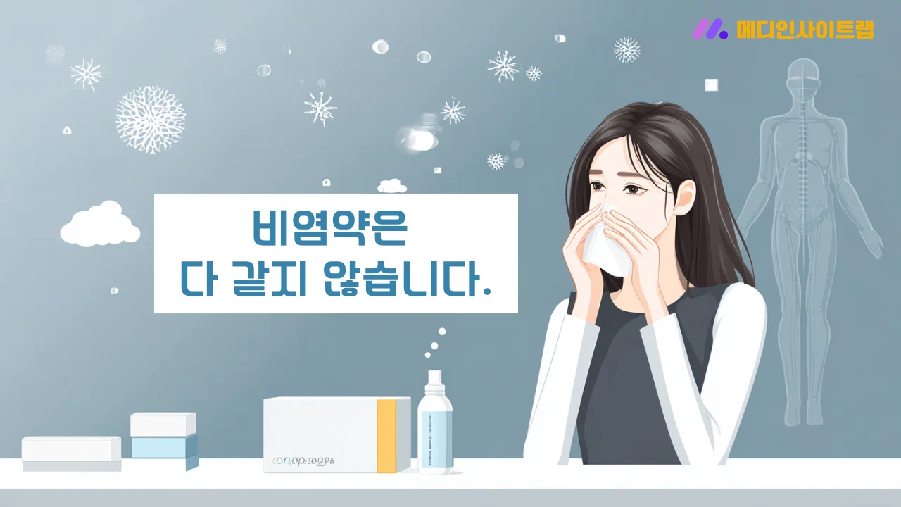 알레르기성 비염 약 성분군을 설명하는 의료 정보형 장면