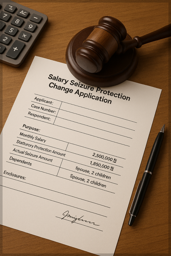 급여압류금지채권변경신청서