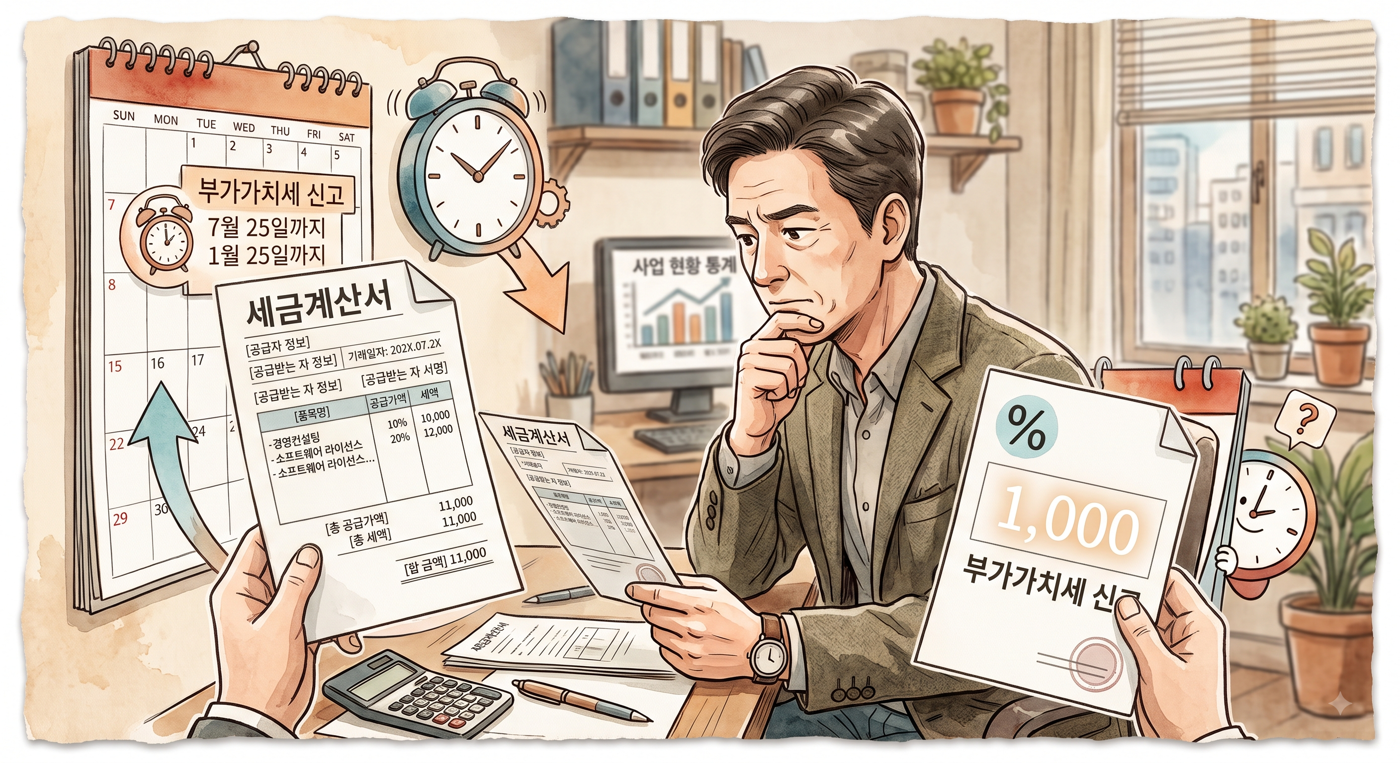 세금계산서, 부가가치세 신고일