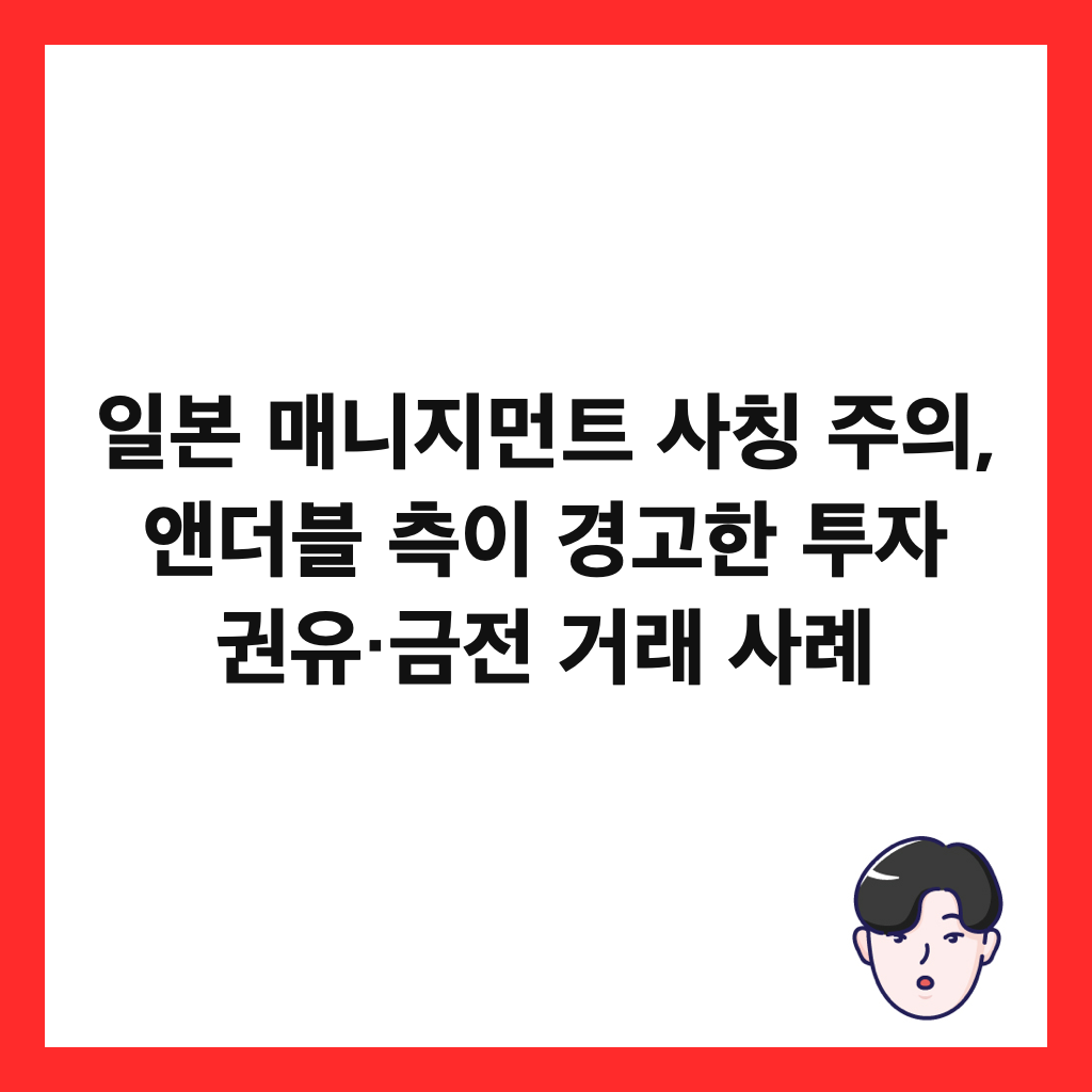 일본 매니지먼트 사칭 주의, 앤더블 측이 경고한 투자 권유&middot;금전 거래 사례 썸네일