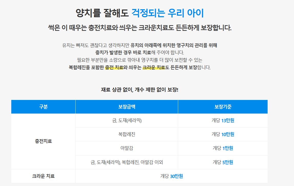 라이나생명 치아보험 보장내용