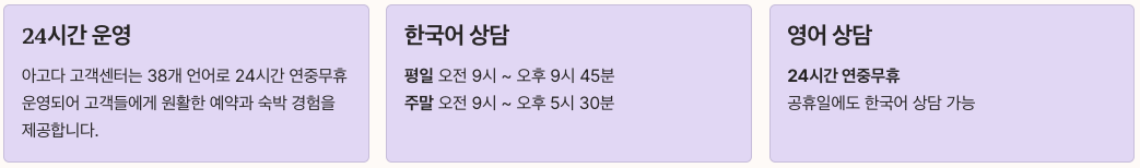 아고다 고객센터 기본 정보 정리 이미지