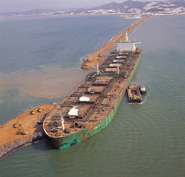 서산간척사업-물막이-모습