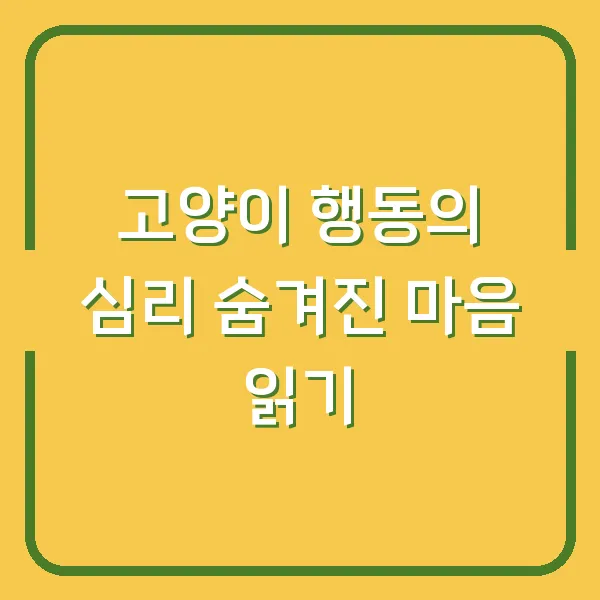 고양이 행동의 심리 숨겨진 마음 읽기