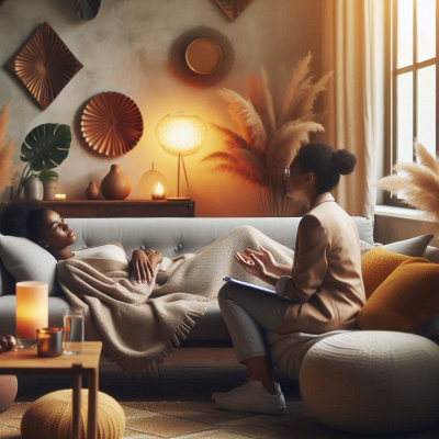 아늑한 소파에 앉아 이야기 나누는 사람들