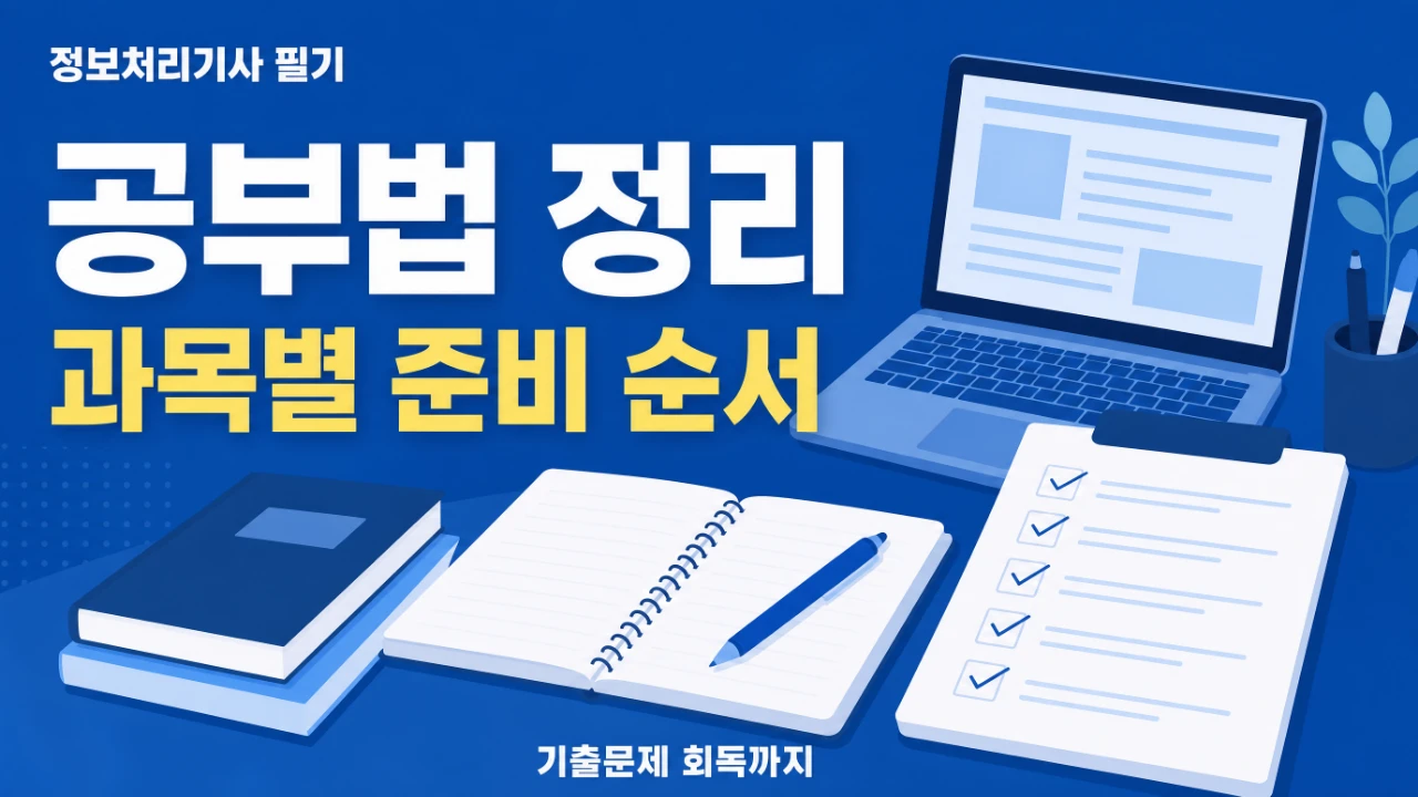 정보처리기사 필기 공부법과 과목별 준비 순서를 정리한 안내 이미지