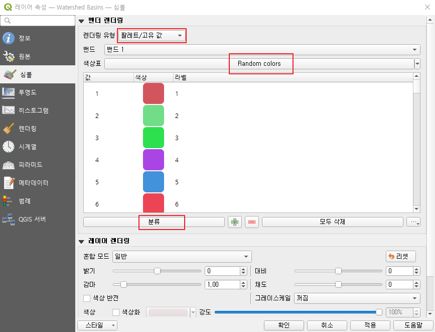 watershed basins 속성