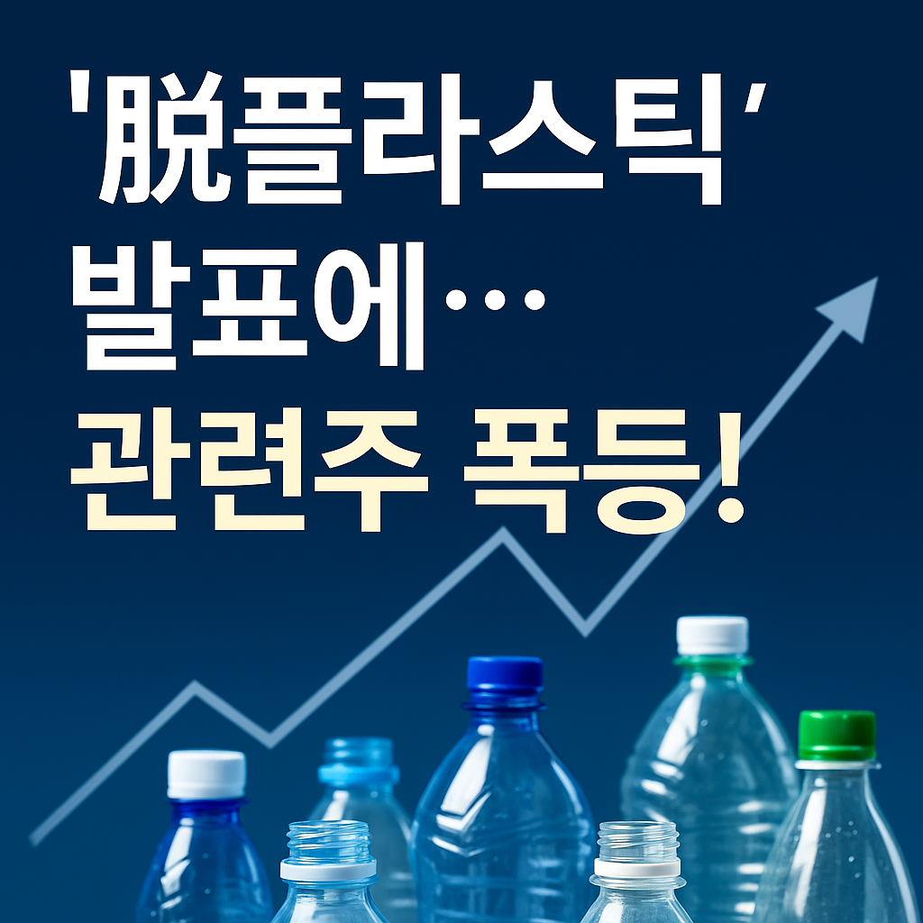 탈플라스틱 발표에 따른 관련주 급등을 상징하는 그래픽 이미지