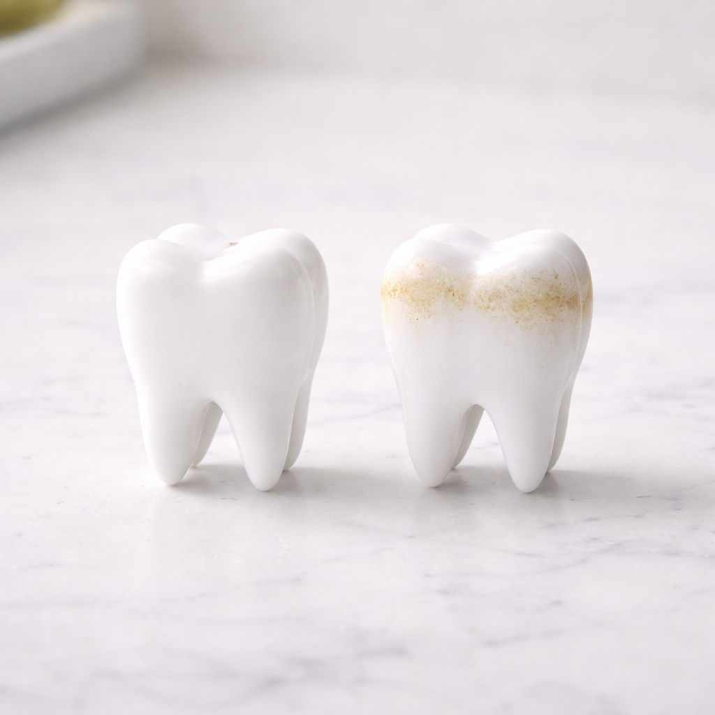 치주염 예방을 위한 구강 관리 도구(칫솔·치실·치간칫솔) 정물 이미지