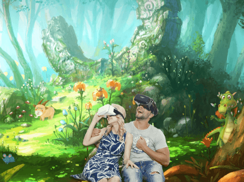 가상현실을 즐기는 모습