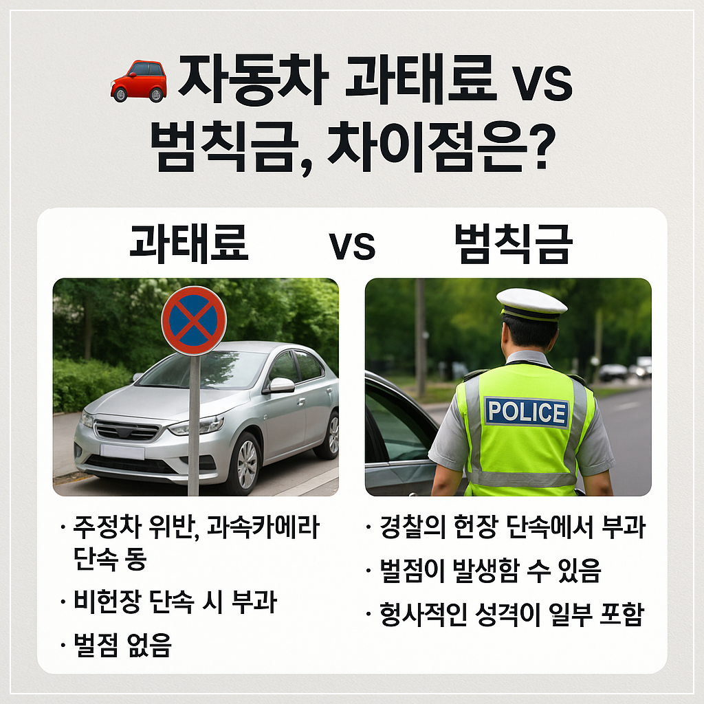 과태료와 범칙금 차이 비교표