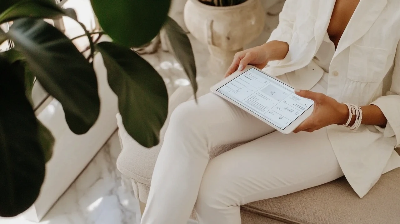 미국 월배당 ETF JEPI, QYLD, JEPQ, SCHD 종목별 분산 투자전략과 실시간 배당 흐름을 전문가가 디지털 태블릿으로 설명, 투자 전략, ETF 자산배분, 포트폴리오, 실시간 그래프, 금융 상담