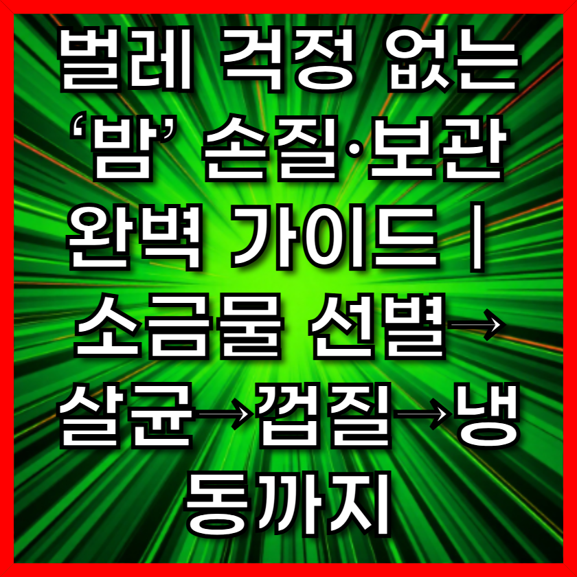 벌레 걱정 없는 ‘밤’ 손질·보관 완벽 가이드｜소금물 선별→살균→껍질→냉동까지