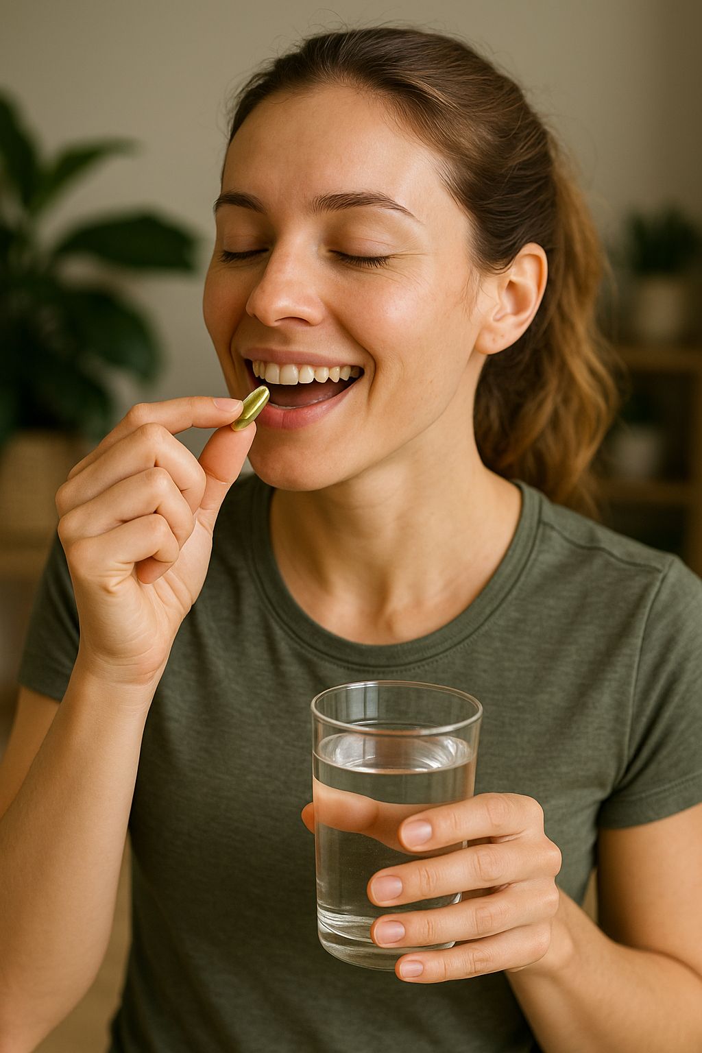 영양제 먹는 여성