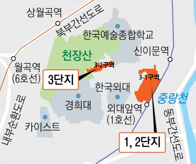 이문3구역(3-1&#44; 3-2) 위치