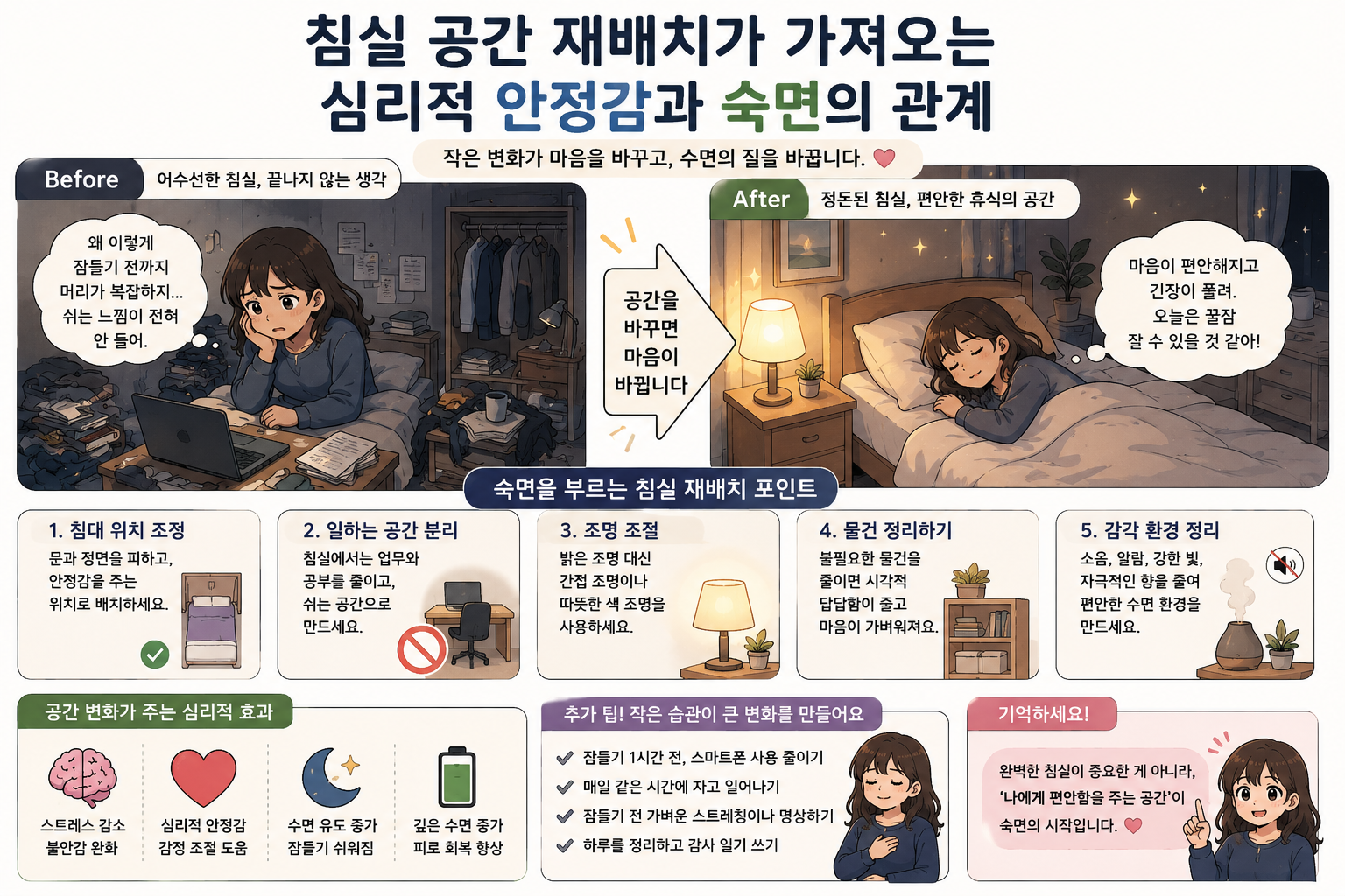 침실 공간 재배치와 심리적 안정감