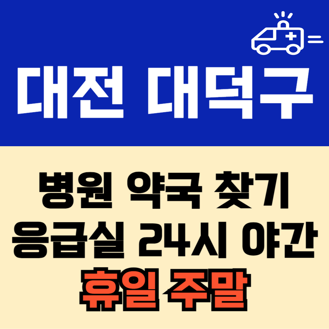 대전 대덕구 주말 일요일 공휴일 24시 당번 약국 병원 응급실 : 빠르게 찾기!!