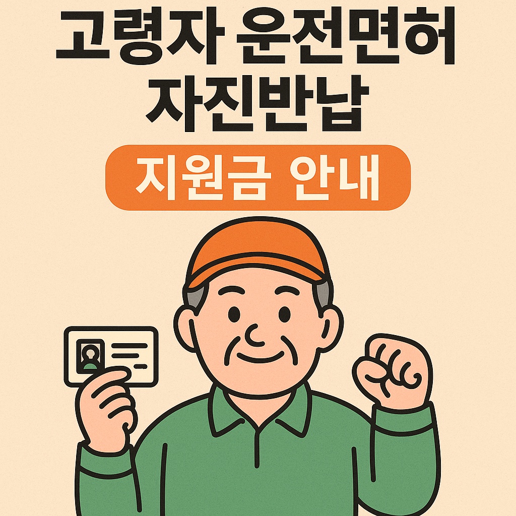 고령자 운전면허 자진반납 지원금 - 신청 방법, 신청 조건, 대상자, 교통비 지급, 고령, 노인, 안내